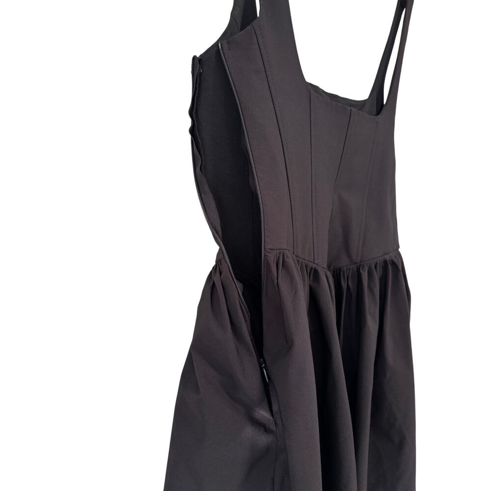 Zara Women’s Black Corset Fit Flare Mini Dress Square Neck Sleeveless Size S - Picture 8 of 10